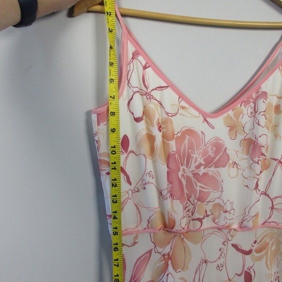 Ann Taylor 100% Silk Cami Dress 4 Pink Floral Hawaiian Slip Summer VtG Y2K 290 - Picture 9 of 13